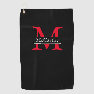 Modern black white custom minimalist golf towel
