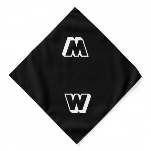 Modern black white custom monogram cute dog bandana