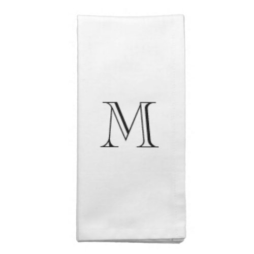 Modern black white custom monogram initial classic cloth napkin