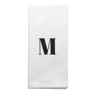Modern black white custom monogram initial elegant cloth napkin