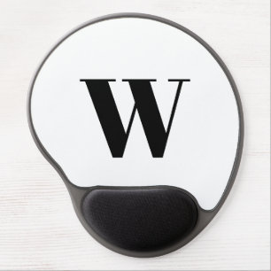 Modern black white custom monogram initial letter gel mouse pad