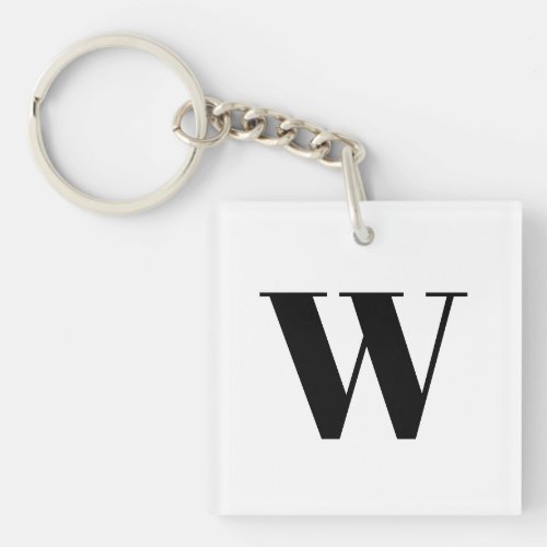 Modern black white custom monogram initial letter keychain