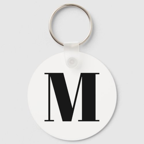 Modern black white custom monogram initial letter keychain