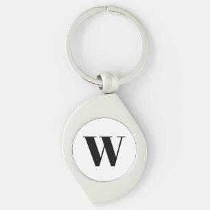 Modern black white custom monogram initial letter keychain