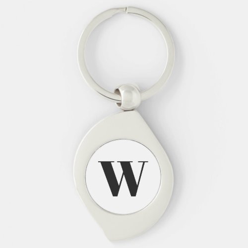 Modern black white custom monogram initial letter keychain