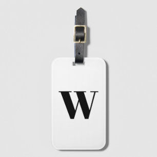 Modern black white custom monogram initial letter luggage tag