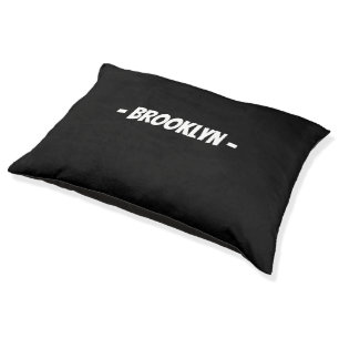 Modern black white custom name monogram dog cat pet bed