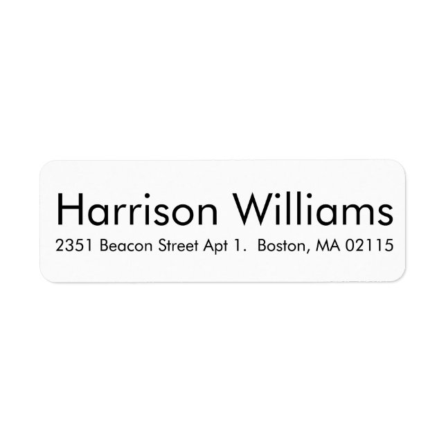 Modern black white custom simple elegant address label (Front)
