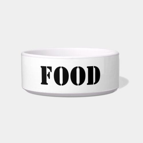 Modern black white custom text pet food bowl