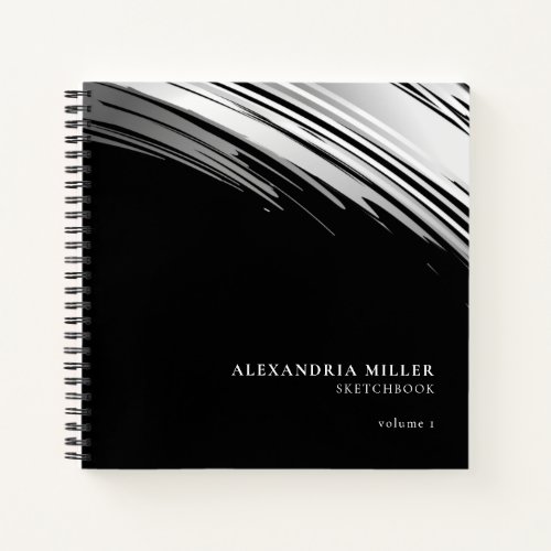 Modern Black  White Customized Sketchbook Notebook