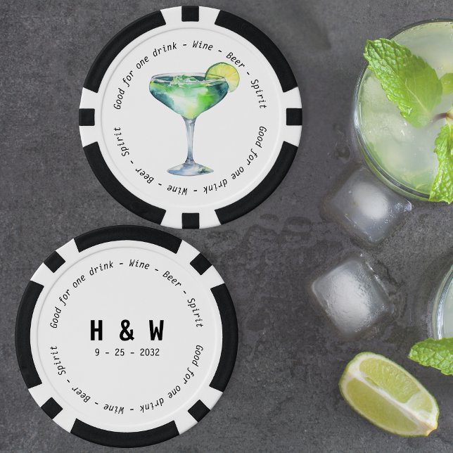 Modern Black White Daiquiri Drink Voucher Wedding Poker Chips (Modern Black White Daiquiri Drink Voucher Wedding Poker Chips)