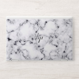 Modern Black White Designer Marble Pattern HP Laptop Skin