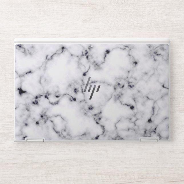 Modern Black White Designer Marble Pattern HP Laptop Skin (Front)