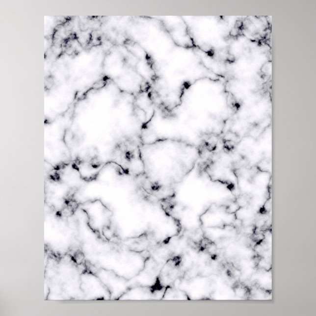 Modern Black White Designer Marble Pattern Poster (Front)
