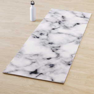 Modern Black White Designer Marble Pattern Yoga Mat