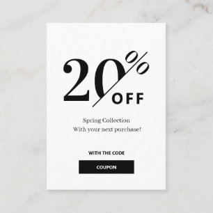 Modern Black & White Discount Card