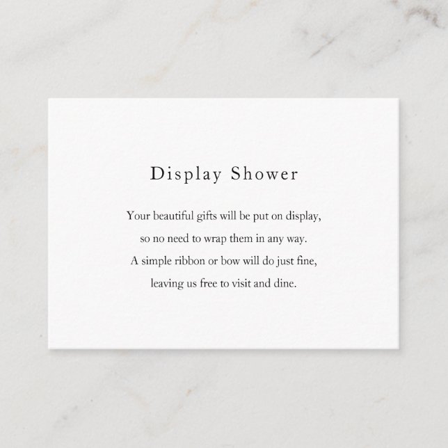 Modern Black White Display Shower Card (Front)