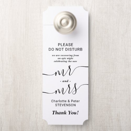 Modern black white do not disturb welcome wedding door hanger