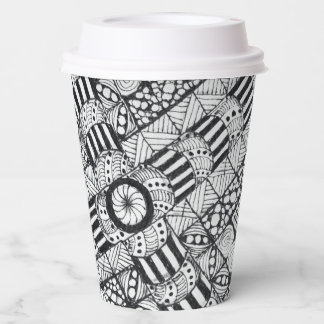 Modern Black & White Doodled Paper Cups