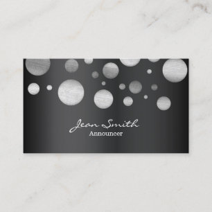 Modern Black & White Dots Announcer Business Card