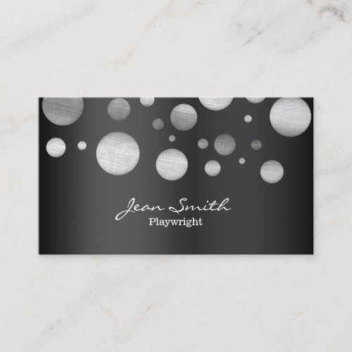 Modern Black  White Dots Playwright Business Card