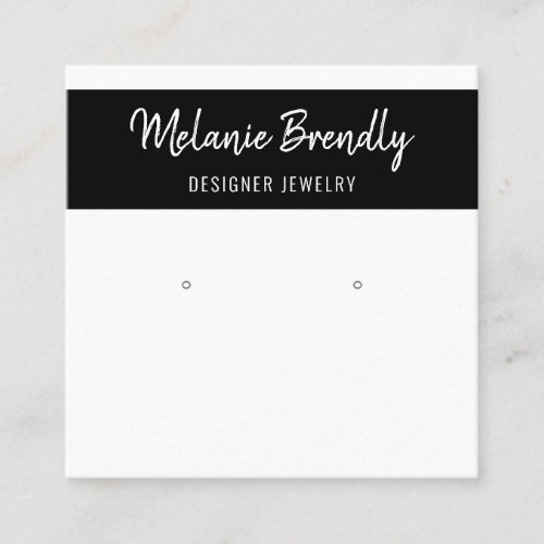 Modern Black White Earring Display  Square Business Card