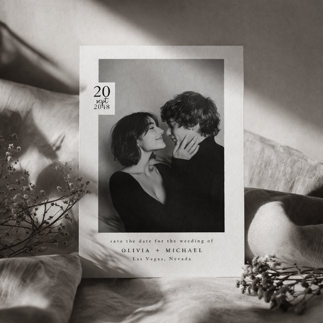 Modern Black White Editorial Photo Save the Date (Creator Uploaded)