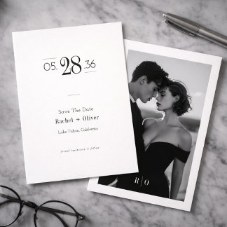 Modern Black & White Editorial Photo Save the Date