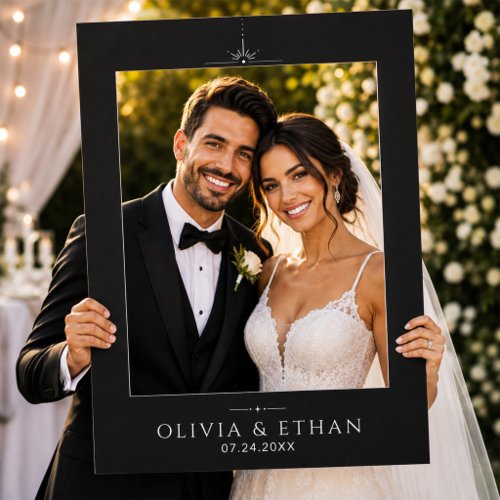 Modern Black White Editorial Wedding Photo Selfie Frame