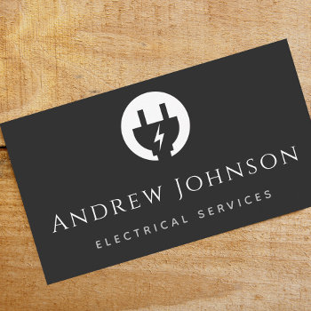 Modern Black White Electrical Service Electrician  Business Card by LovelyVibeZ at Zazzle