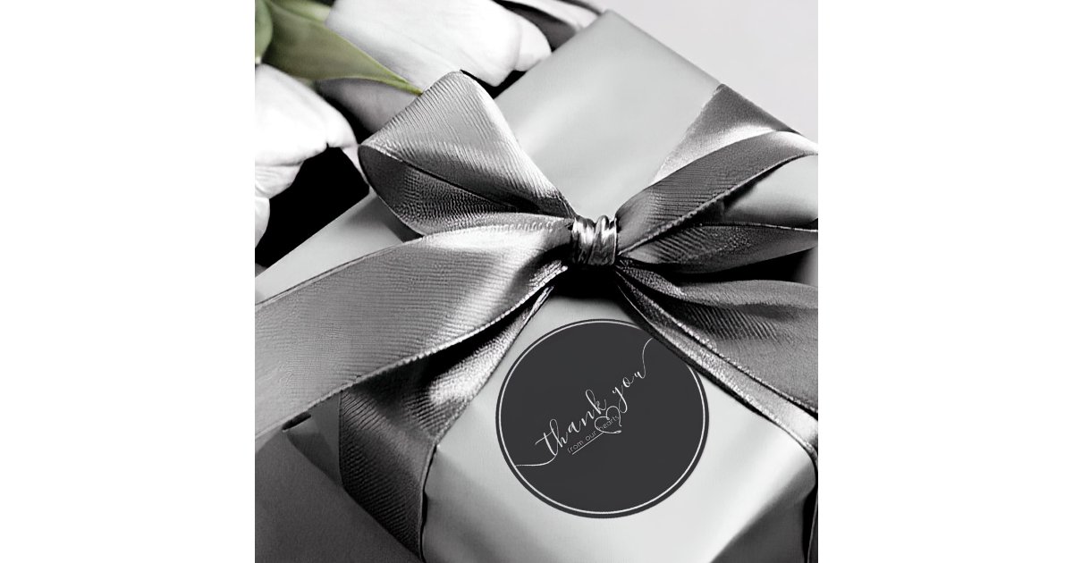 Modern Black & White Elegant Calligraphy Wedding Classic Round Sticker ...