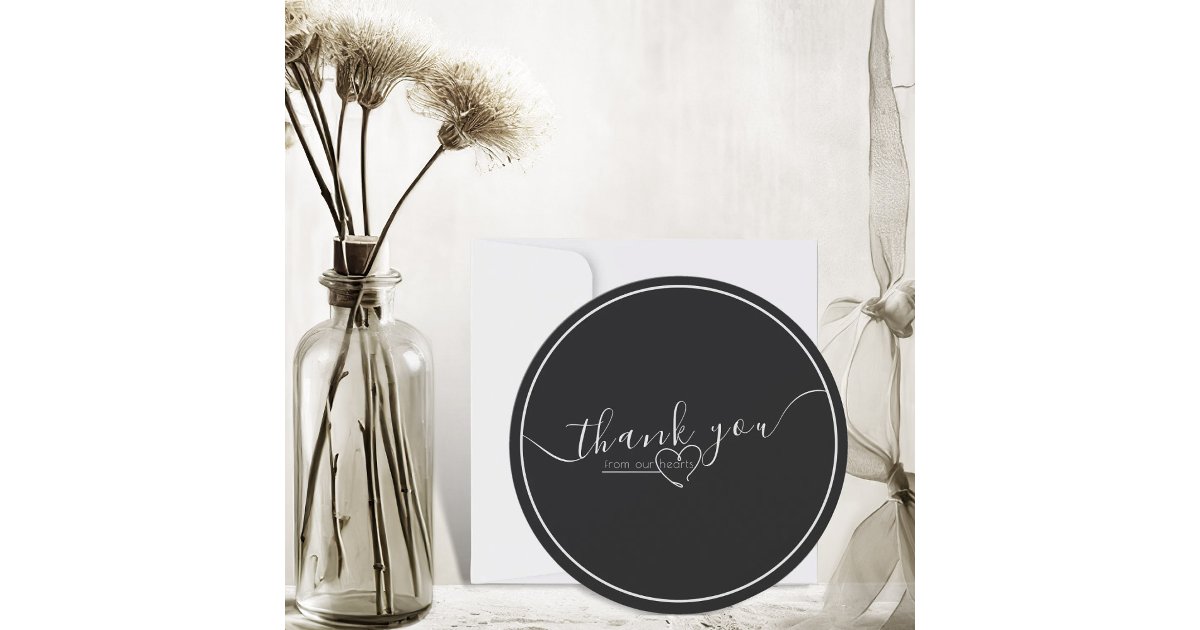 Modern Black & White Elegant Calligraphy Wedding Thank You Card | Zazzle