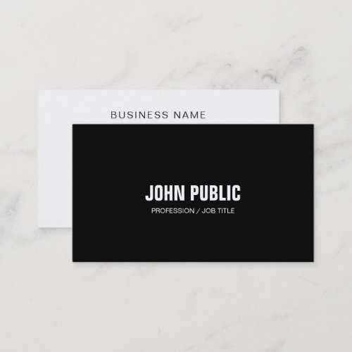 Modern Black White Elegant Clean Plain Corporate Business Card