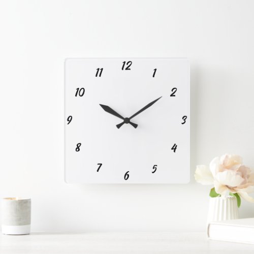 Modern Black White Elegant Custom Color Gift 2023 Square Wall Clock