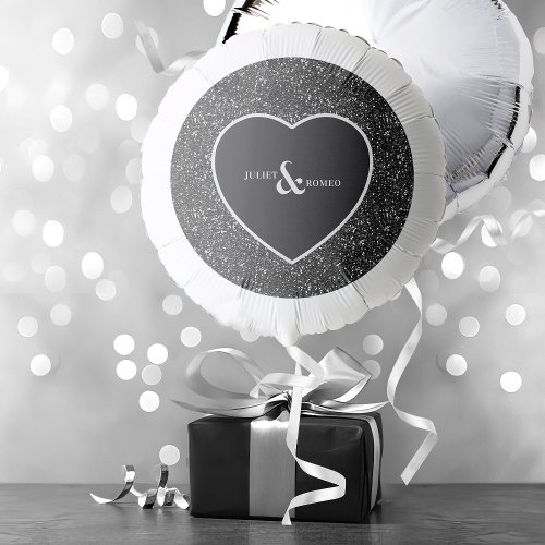 Modern Black  White Elegant Floral Damask Wedding Balloon