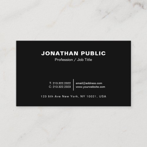 Modern Black White Elegant Minimalist Template Business Card