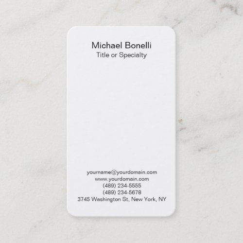 Modern Black  White Elegant Plain Professional Business Card