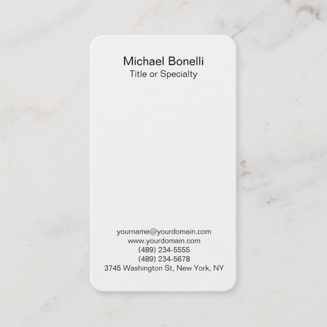 Modern Black & White Elegant Plain Professional Business Card (Front)