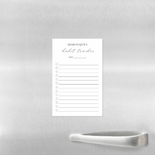 Modern Black White Elegant Simple Habit Tracker Magnetic Dry Erase Sheet