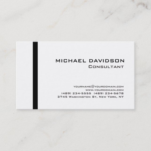 Modern Black White Elegant Stylish Business Card (Front)