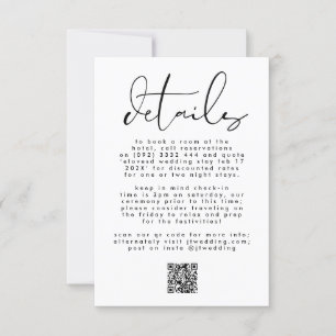 Modern Black & White Elegant Text Wedding QR CODE RSVP Card