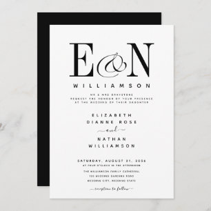 Modern Black & White Elegant Wedding Invitation