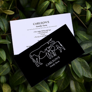Modern Black & White Family Cattle Farm  Business Card