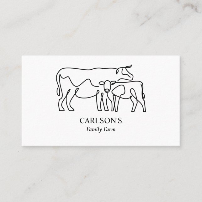 Modern Black & White Family Cattle Farm  Business Card (Front)