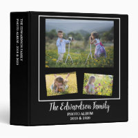 Modern black white family photo collage