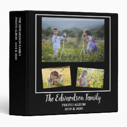Modern black white family photo collage 3 ring binder