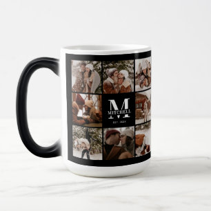 Modern Black & White Family Photo Collage Keepsake Color Morph Mug