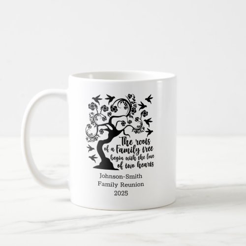 Modern Black White Family Reunion Quote Tree  Coffee Mug