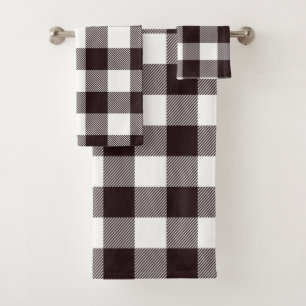 Modern Black & White Farmhouse Flannel Bath Towel Set