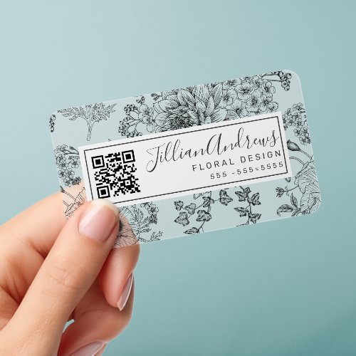 Modern Black White Floral Designer Professional Clear Business Cards